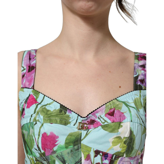 Dolce & Gabbana Multicolor Floral Cropped Bustier Tank Top