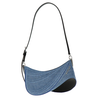 Mugler Blue Calfskin Shoulder Bag