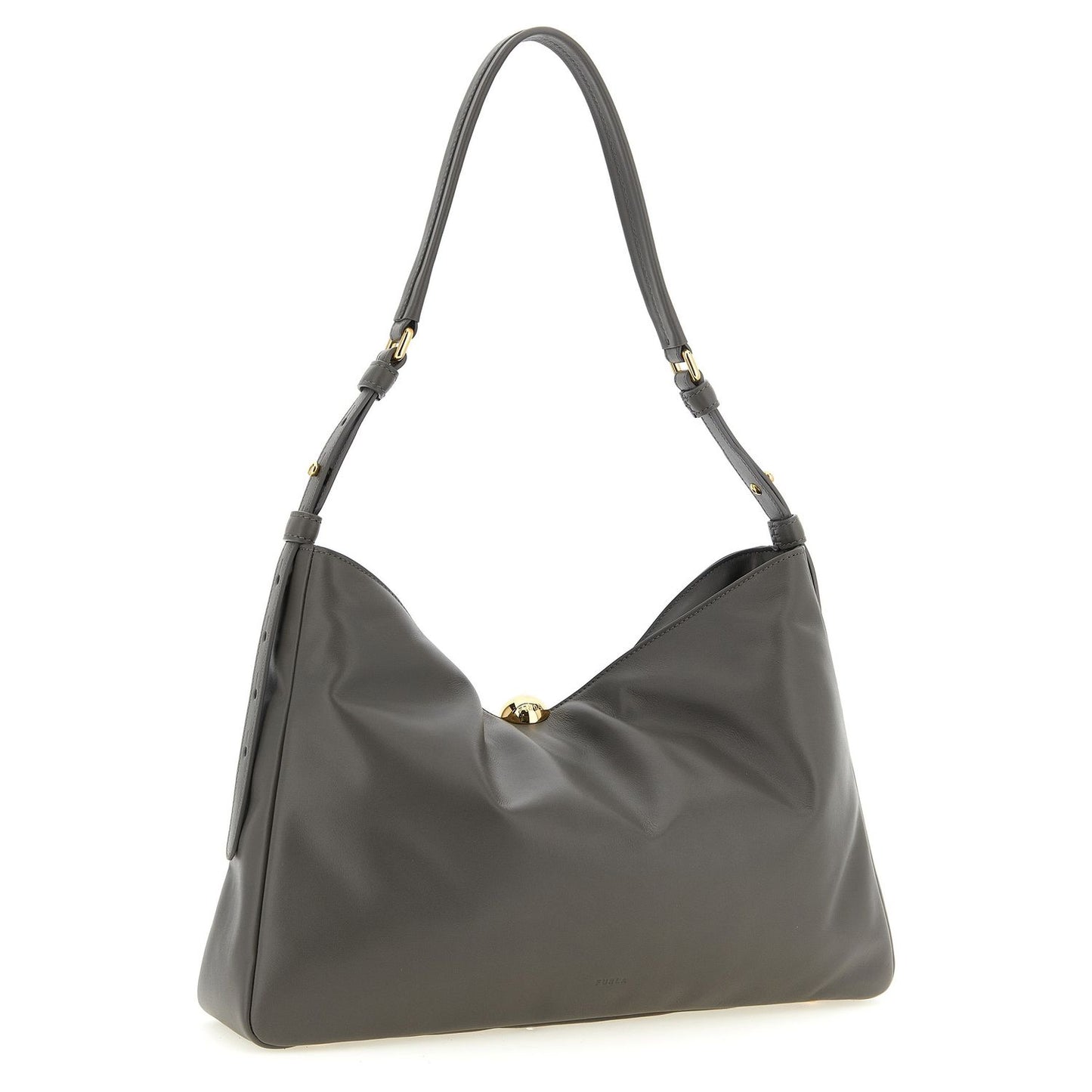 Furla Gray Calfskin Shoulder Bag