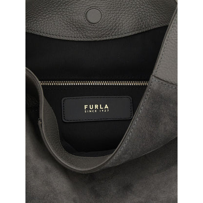 Furla Gray Calfskin Shoulder Bag