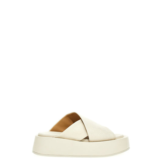 Marsell White Calfskin Slides