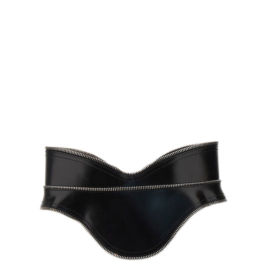 Alexander McQueen Black Leather Regular Belt