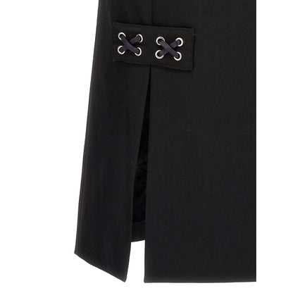 Alessandra Rich Black Wool Midi Skirt