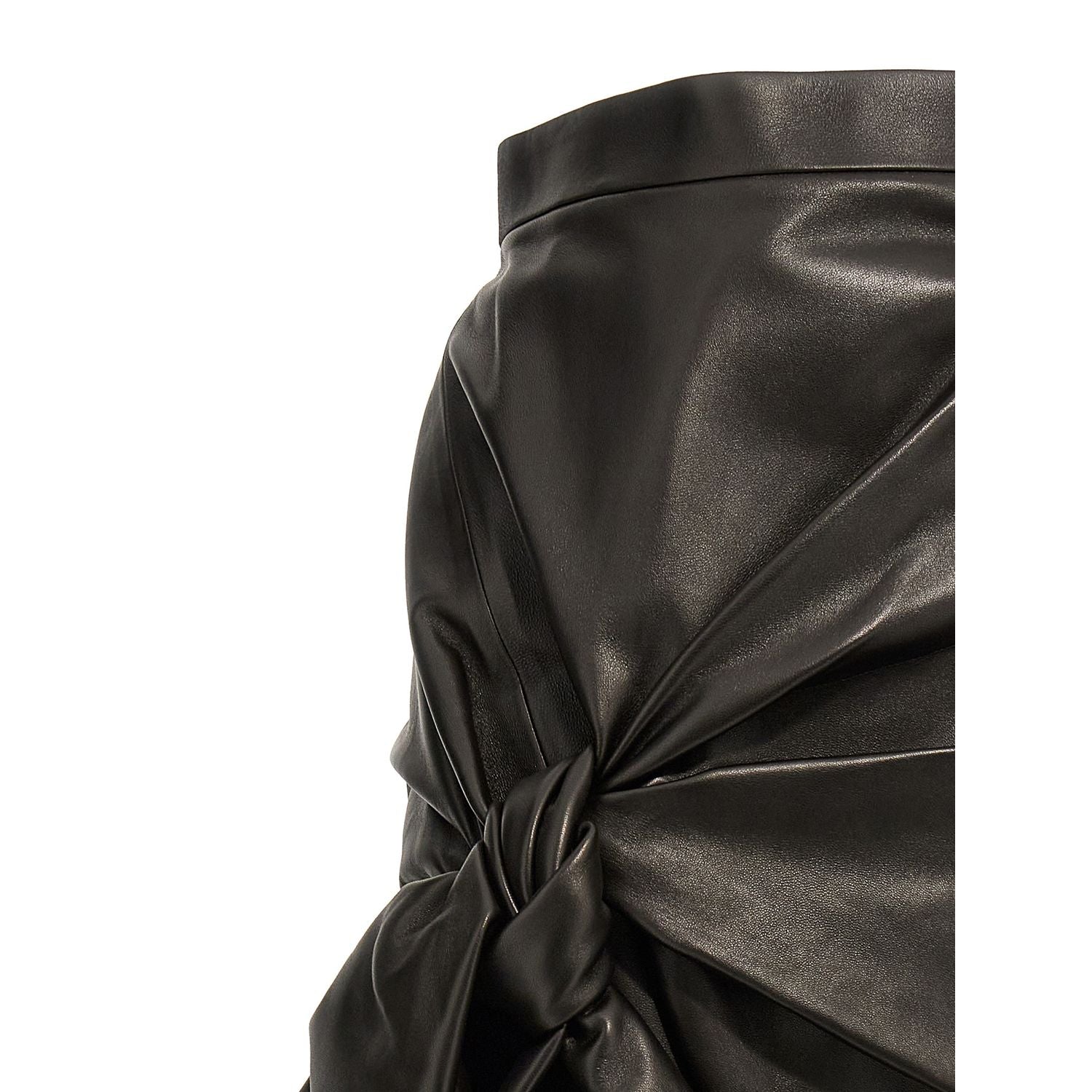 Alexander McQueen Black Lamb Leather Long Skirt