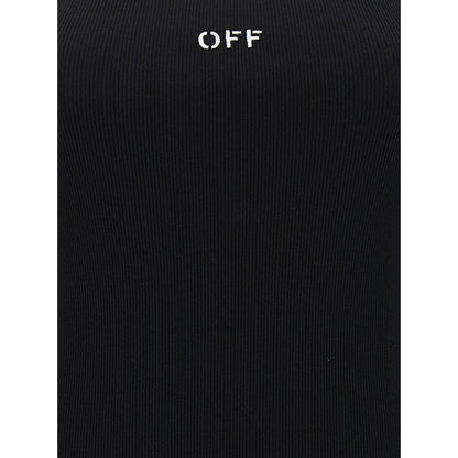 Off-White Black Cotton Short Dress