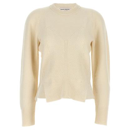 Alexander McQueen White Wool Cardigan
