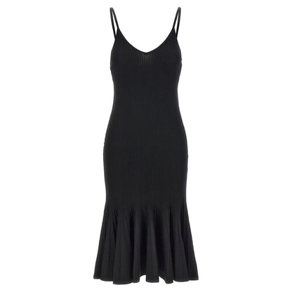 Khaite Black Viscose Midi Dress