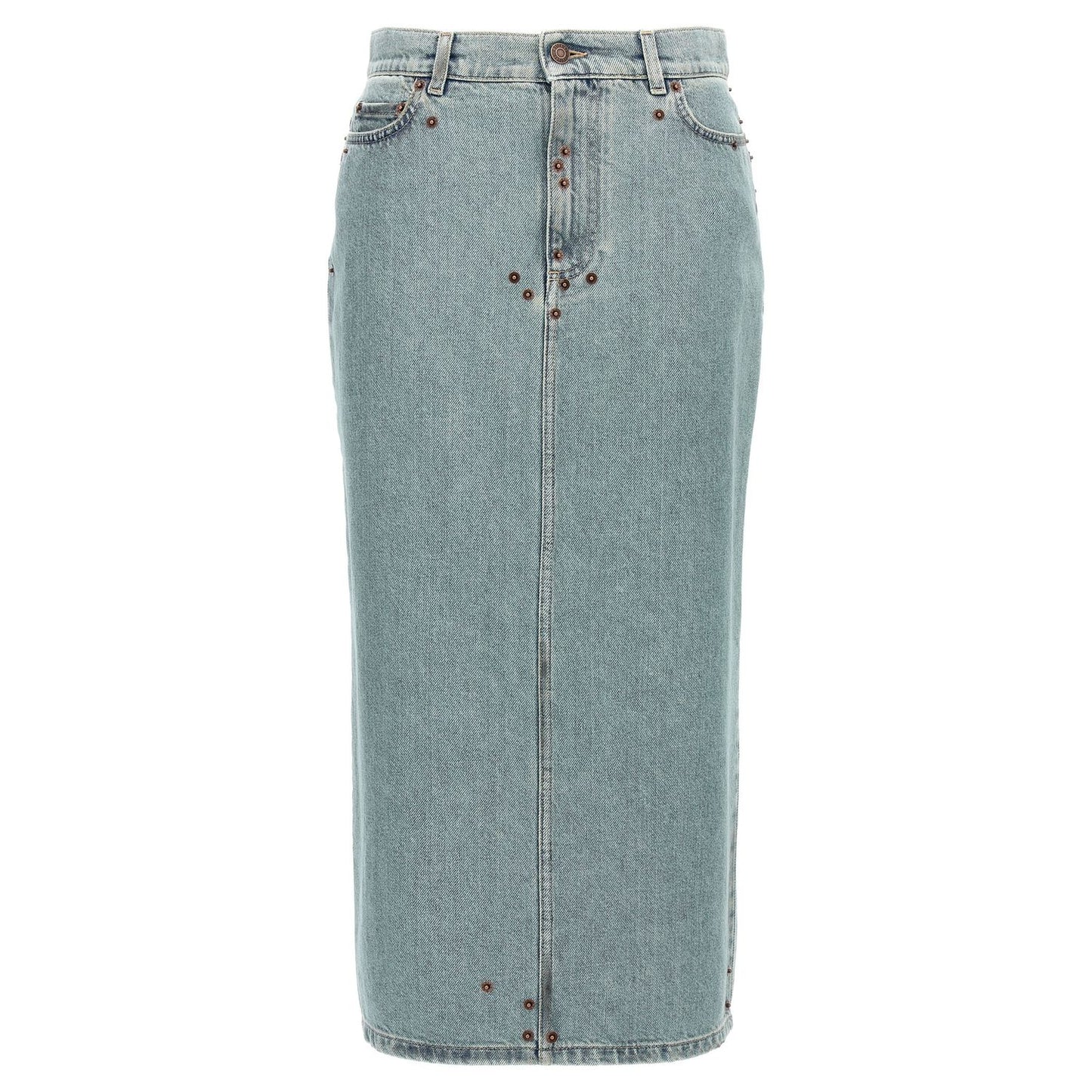 Moschino Blue Cotton Midi Skirt