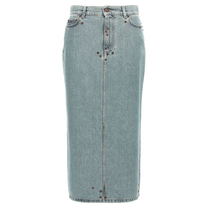 Moschino Blue Cotton Midi Skirt