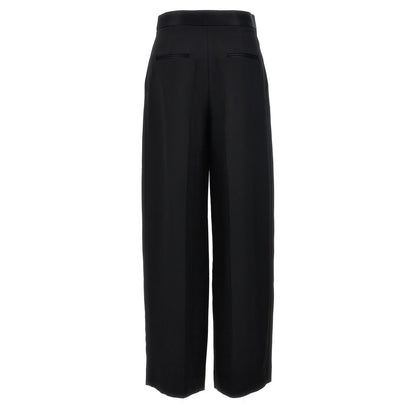Khaite Black Viscose Casual Pants