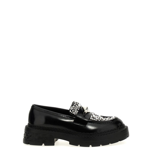 Jimmy Choo Black Calfskin Slip-On Loafers