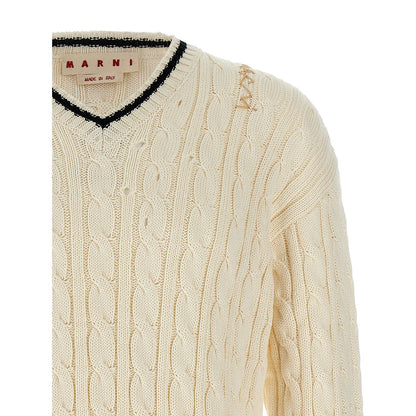 Marni White Cotton Cardigan