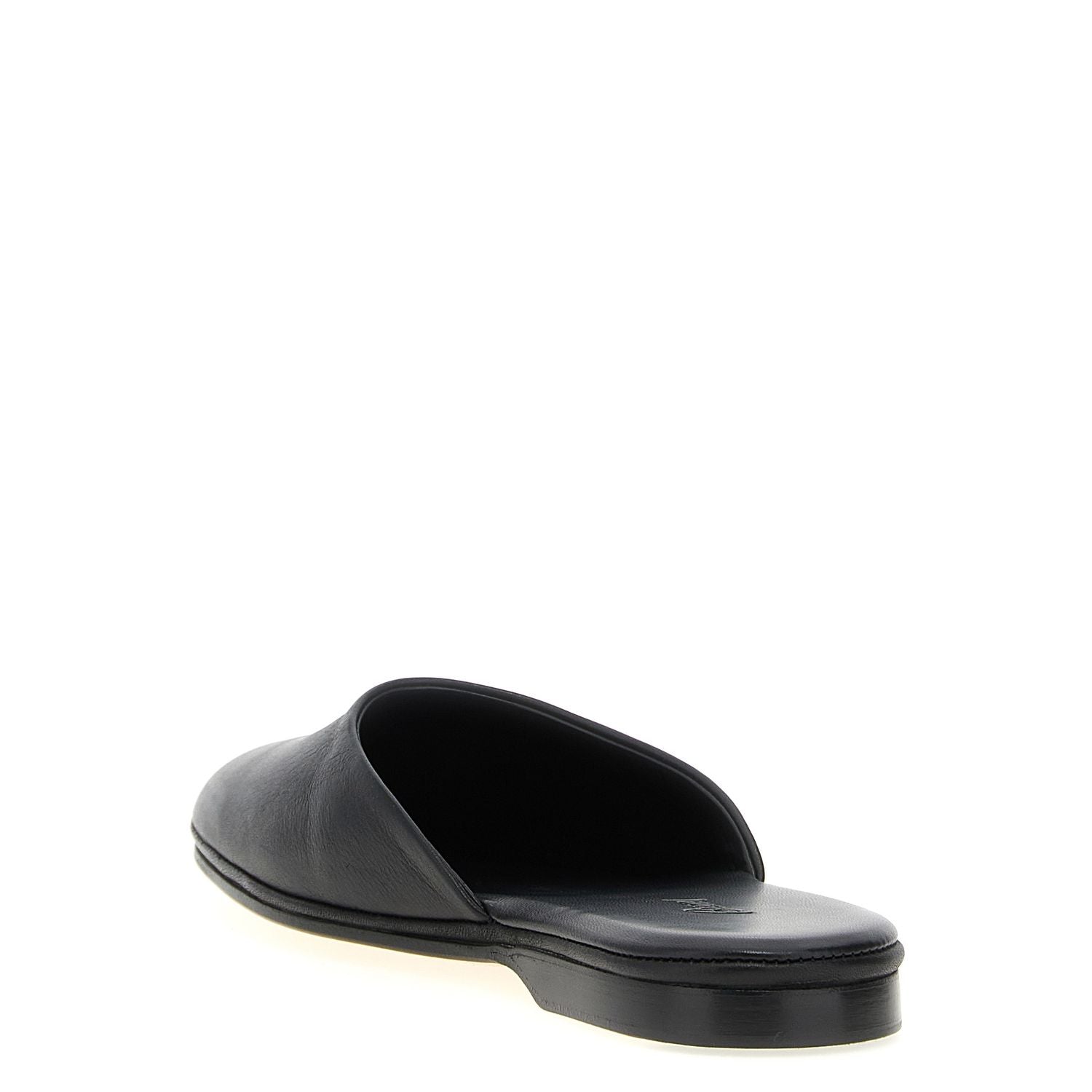 Brioni Black Calfskin Mules