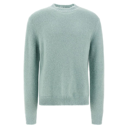 Jil Sander Blue Alpaca Leather Cardigan