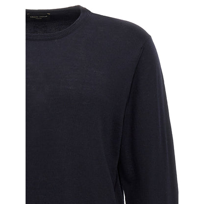 Roberto Collina Blue Merino Wool Cardigan