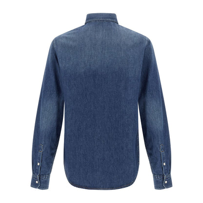 Versace Blue Cotton Blouse