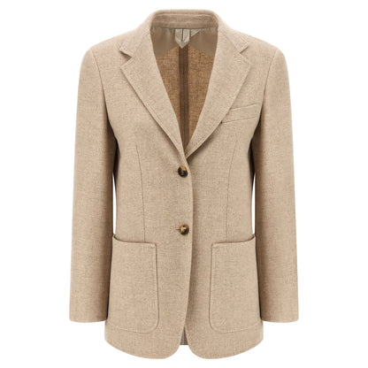 Max Mara Beige Alpaca Leather Blazer