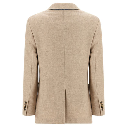 Max Mara Beige Alpaca Leather Blazer
