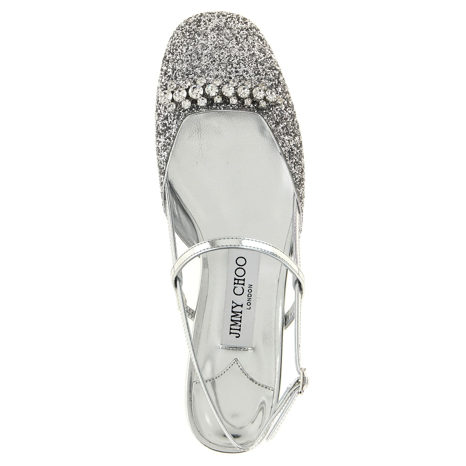Jimmy Choo Silver Tencel Ballet Flats