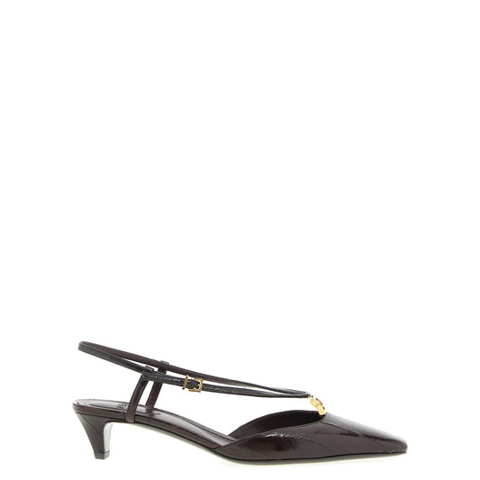 Fendi Brown Lamb Leather Mid Heel Pumps