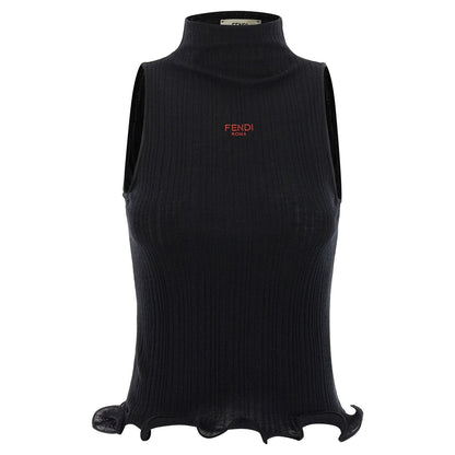 Fendi Black Polyester Sleeveles T-Shirt