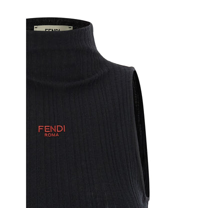 Fendi Black Polyester Sleeveles T-Shirt