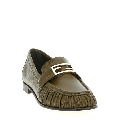 Fendi Bicolor Lamb Leather Slip-On Loafers