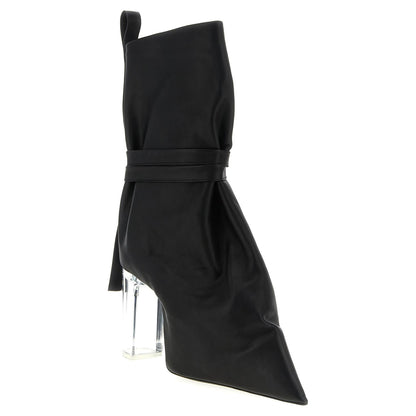 Rick Owens Black Cowhide Ankle Boots