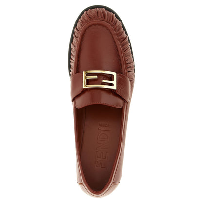 Fendi Brown Lamb Leather Slip-On Loafers