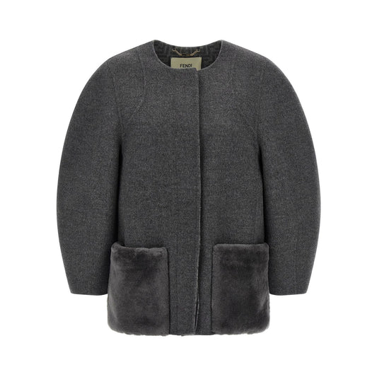 Fendi Gray Virgin Wool Coat