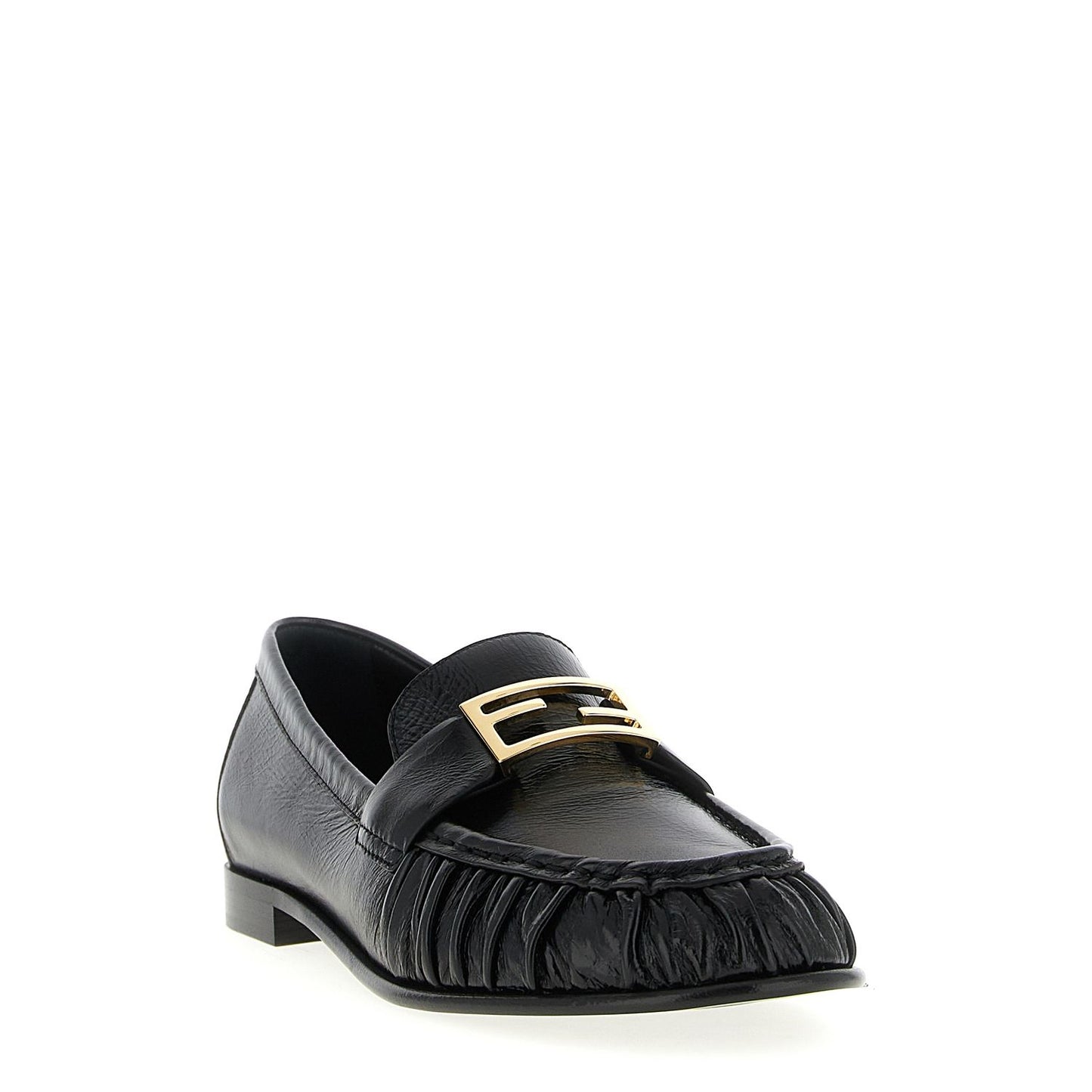 Fendi Black Lamb Leather Slip-On Loafers