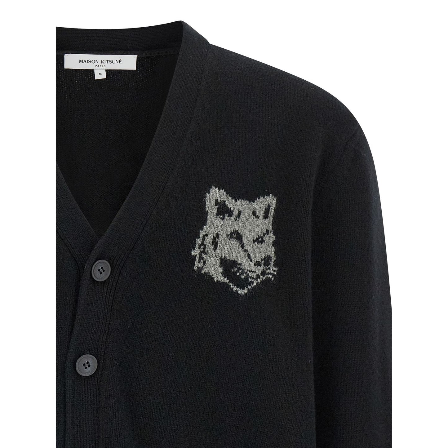 Maison Kitsuné Black Merino Wool Cardigan