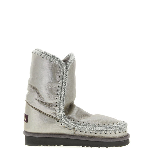 Mou Silver Lambskin Ankle Boots
