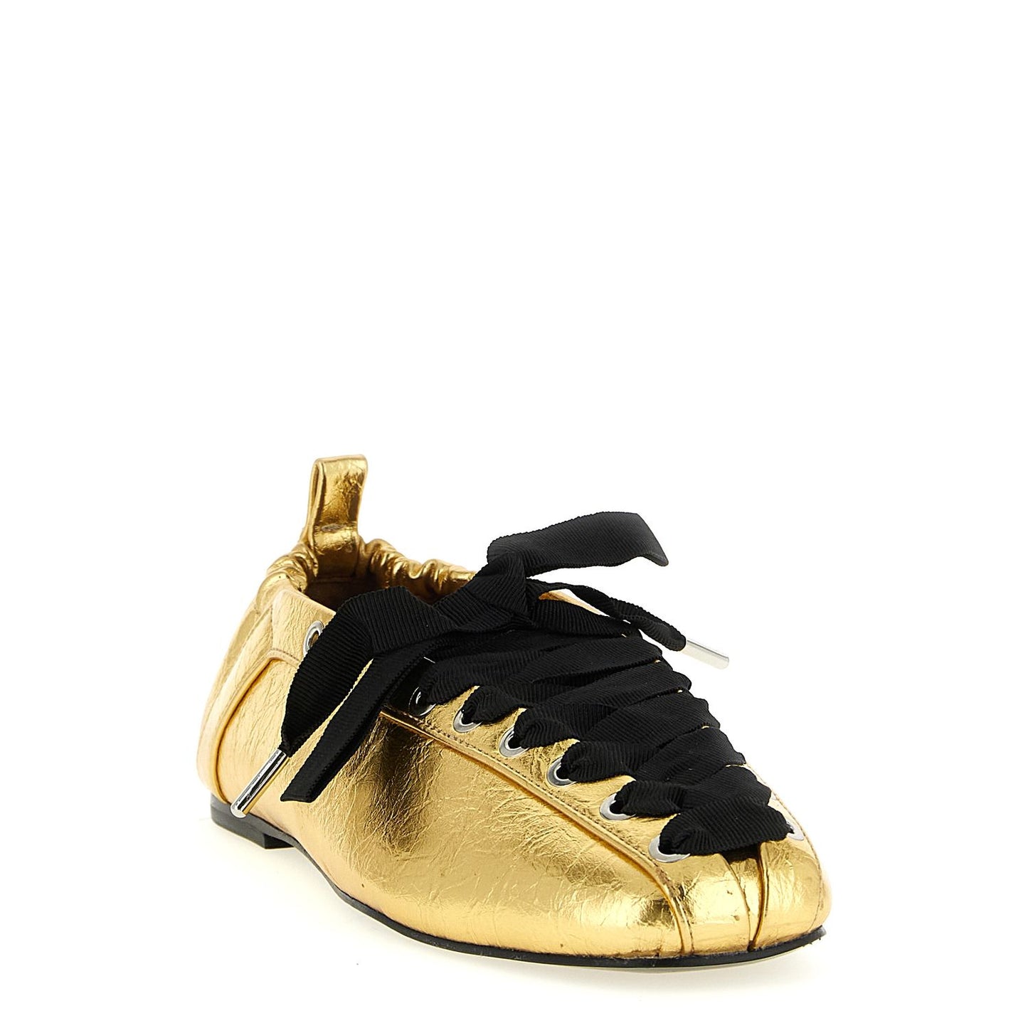 Ganni Gold Polyethylene Ballet Flats