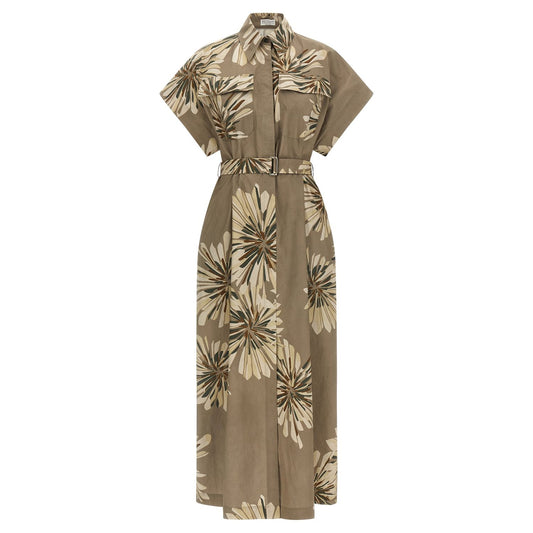 Brunello Cucinelli Bicolor Cotton Long Dress