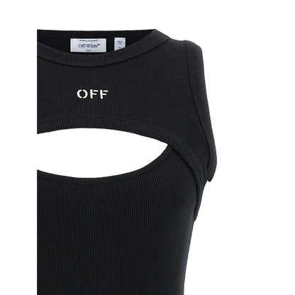 Off-White Bicolor Cotton Short Dress