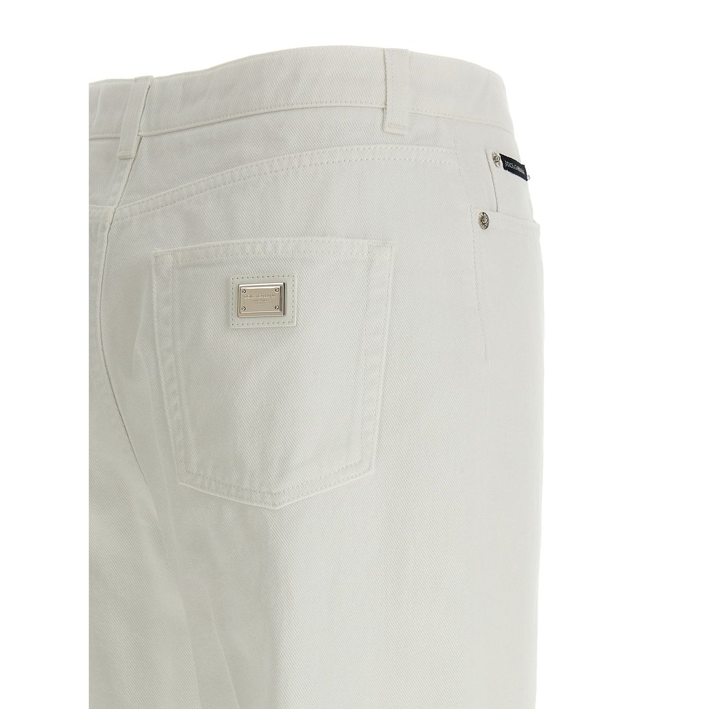 Dolce & Gabbana White Cotton Flared Jeans