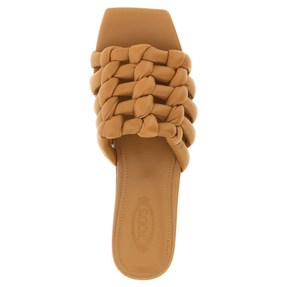 Tod's Brown Lambskin Slides