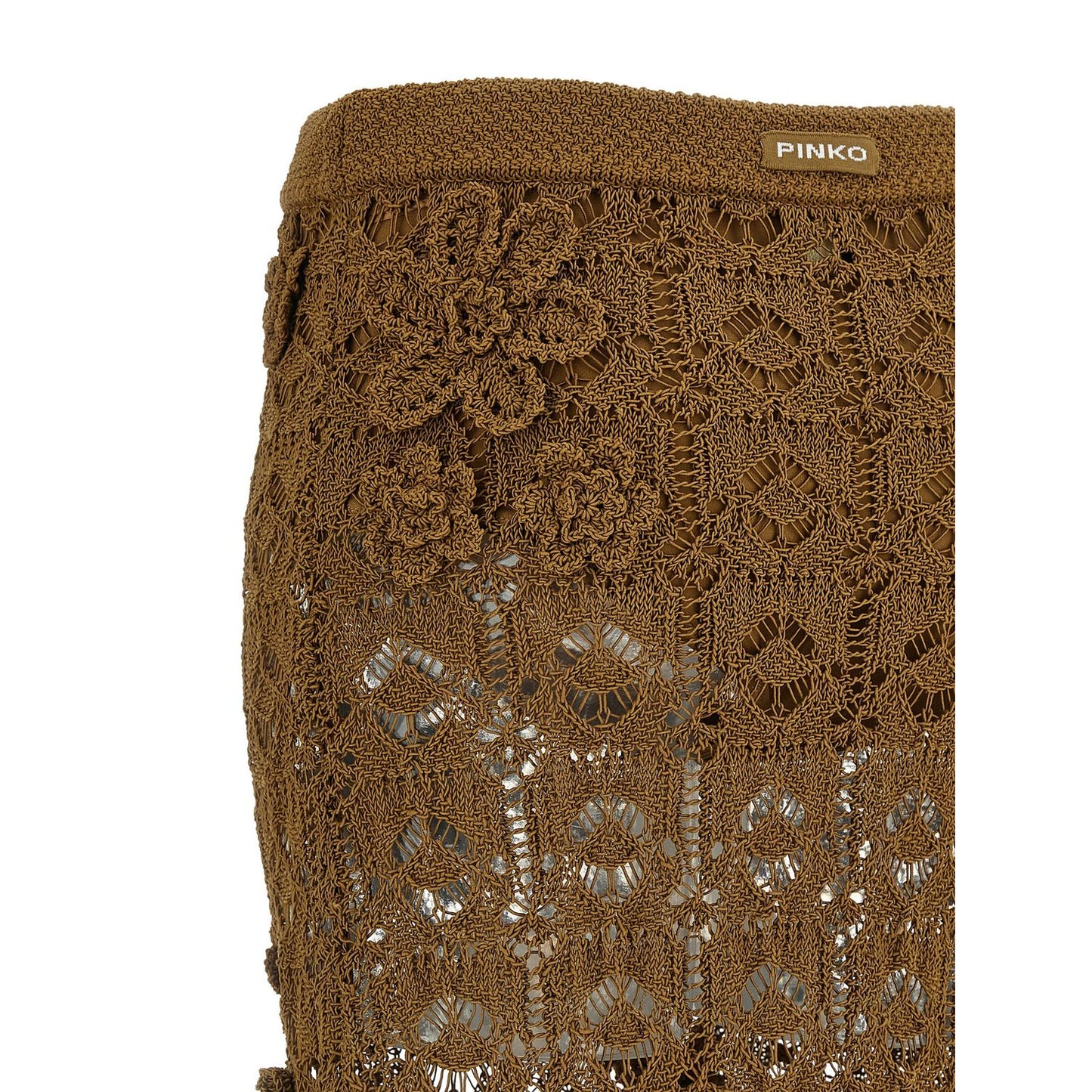 PINKO Brown Cotton Midi Skirt
