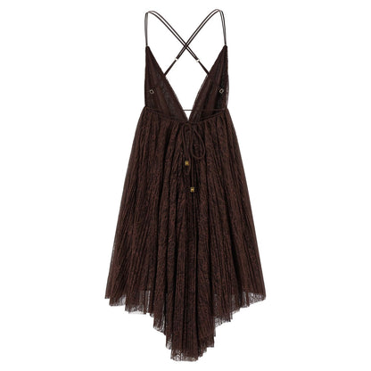 Elisabetta Franchi Brown Polyamide Short Dress