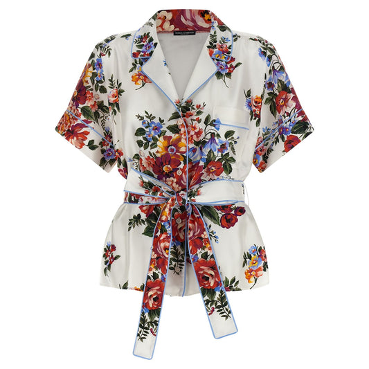 Dolce & Gabbana White Silk Blouse