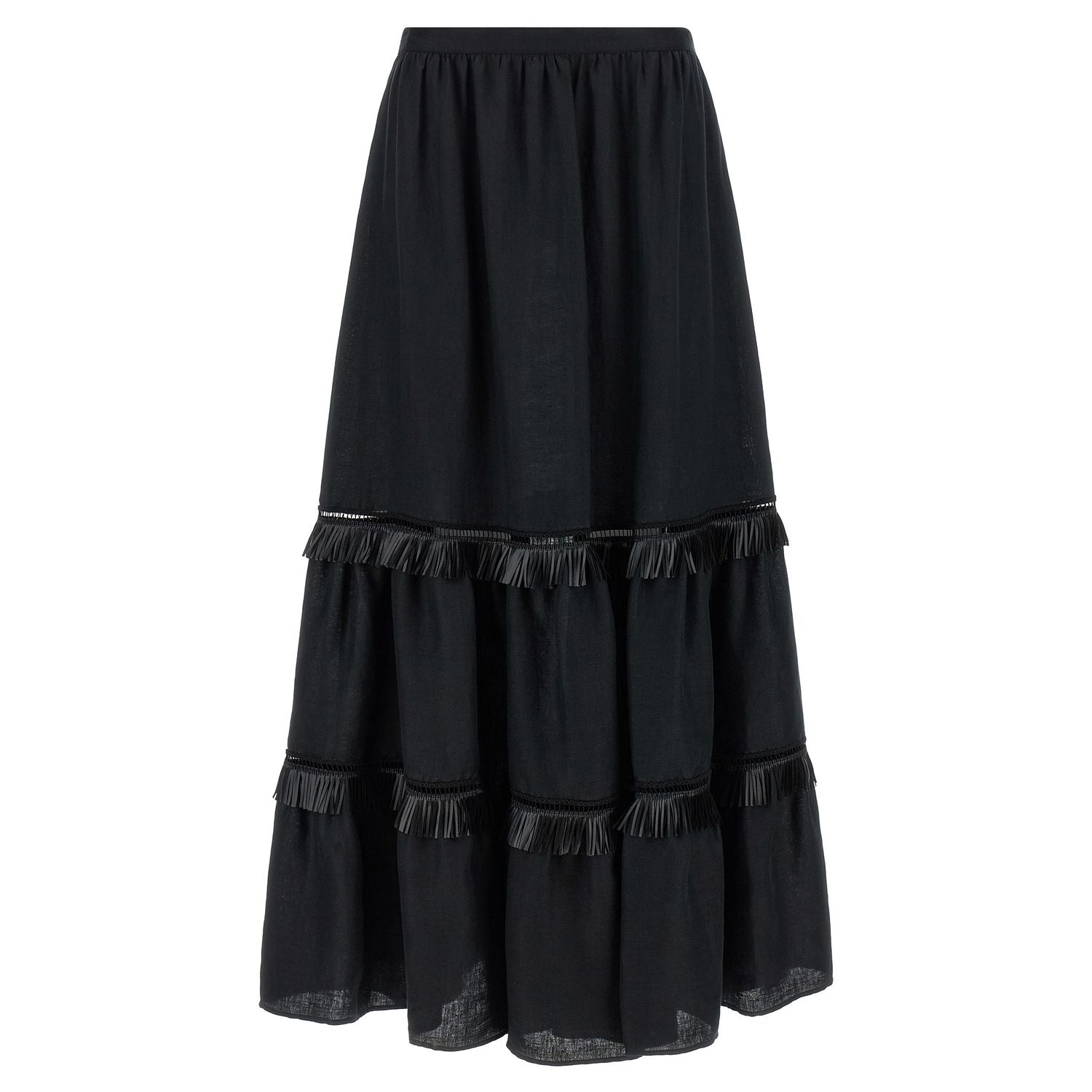 Kiton Black Linen Mini Skirt