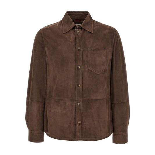 Brunello Cucinelli Brown Lamb Leather Blouse