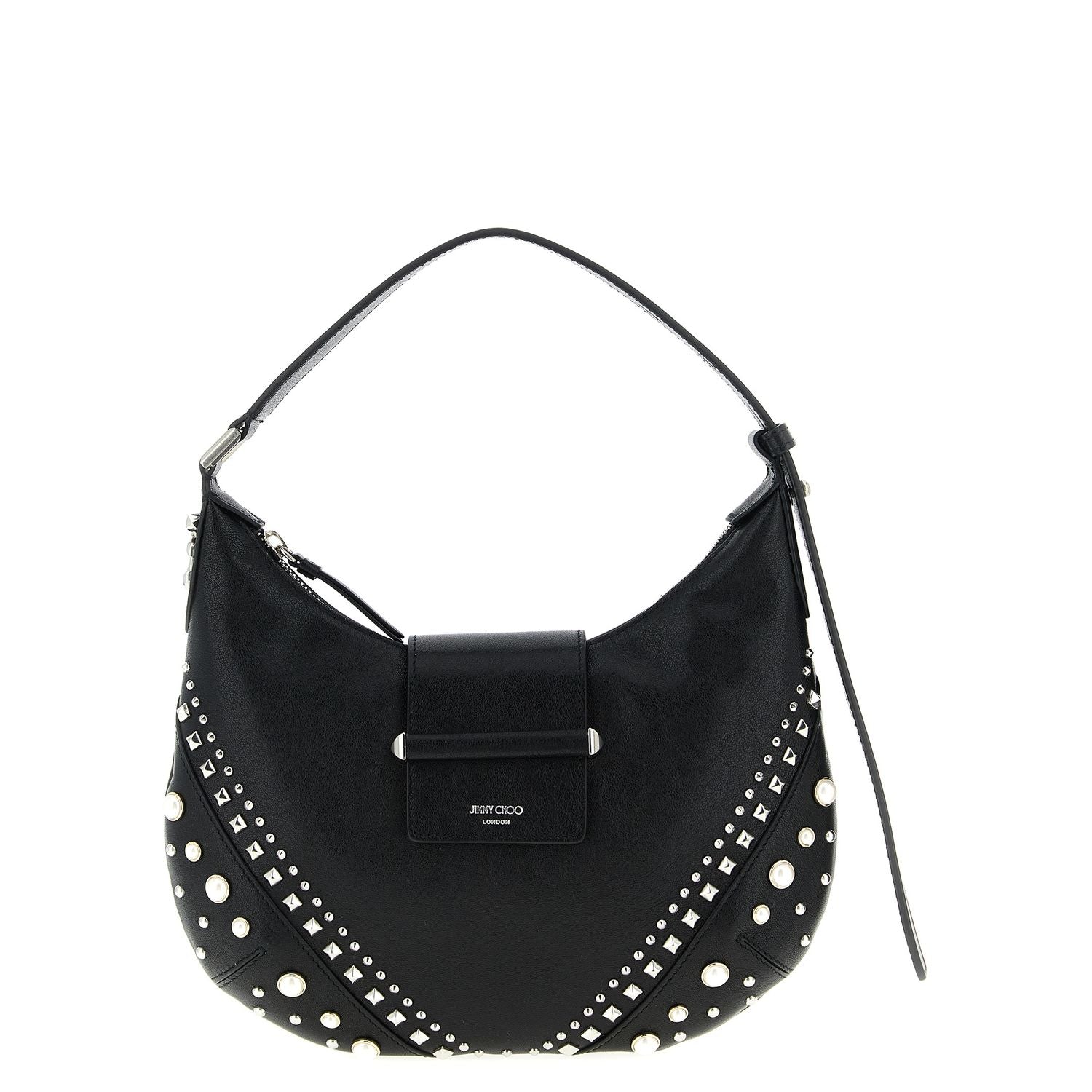 Jimmy Choo White Lamb Leather Shoulder Bag