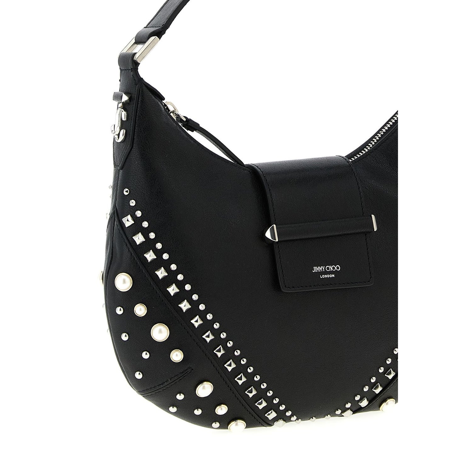 Jimmy Choo White Lamb Leather Shoulder Bag