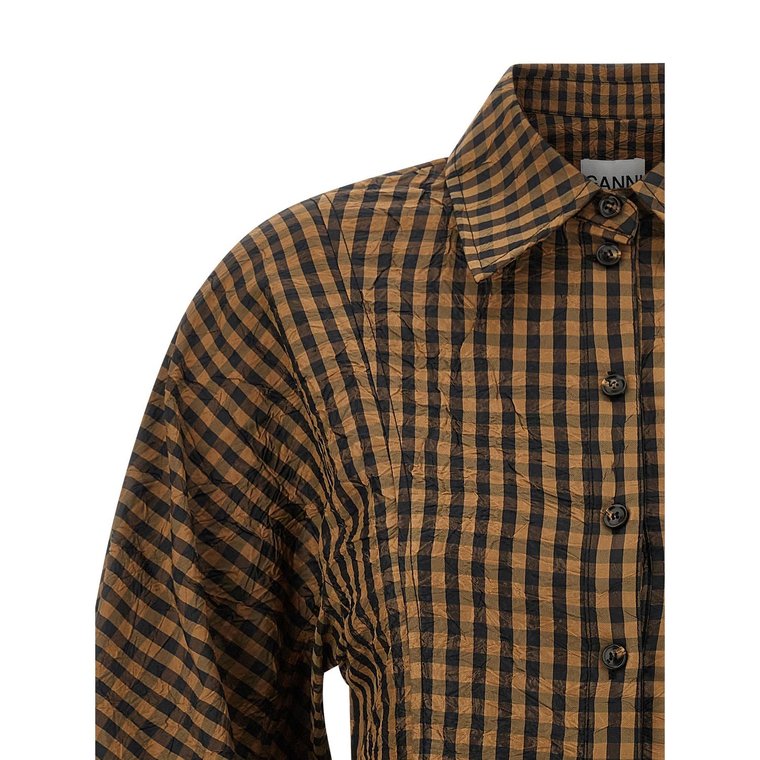 Ganni Brown Recycled Polyester Blouse