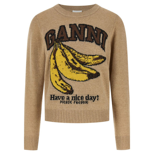 Ganni Beige Wool Cardigan