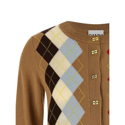 Ganni Beige Wool Cardigan