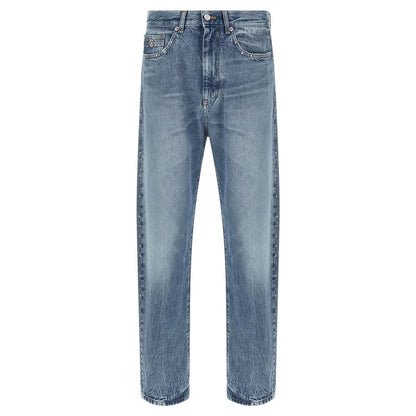 Versace Blue Cotton Straight-Leg Jeans