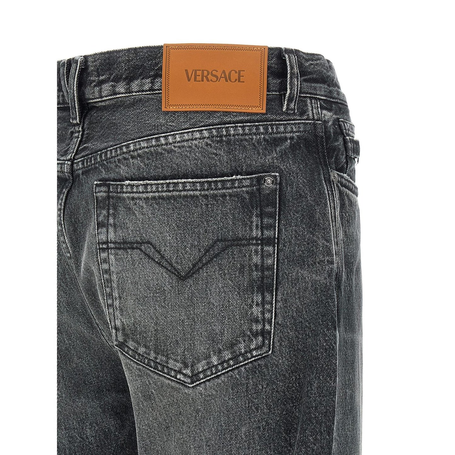 Versace Gray Cotton Straight-Leg Jeans